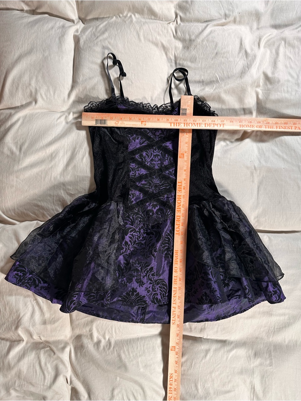 Lip Service Purple Gothic Lace Corset Mini Dress Retro Y2K Grunge Large Babydoll - Picture 3 of 13